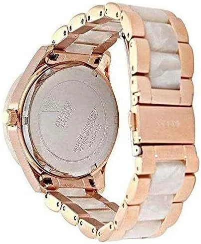 Vista 3 de GUESS W0074L2 Reloj para mujer de acero inoxidable tono oro rosa y mármol blanco