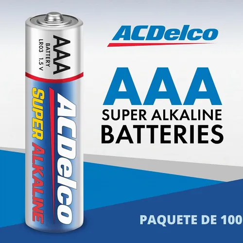 Vista 2 de ACDelco 100 pilas AAA, batería súper alcalina de máxima potencia, vida útil de 10 años, embalaje resellable