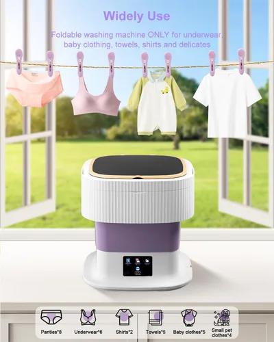 Vista 6 de 18L Portable Washing Machine, Folding Clothes Washer with Spin Basket & 3 Modes Mini Washer for Underwear, Socks, Baby Clothes Compact Washing