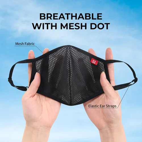 Vista 4 de OTOOLIFE Máscara facial de malla nano para deportes de verano, fácil de respirar, para hombres y mujeres, color negro, 1 unidad (paquete de 1)