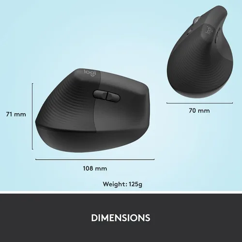 Vista 8 de Logitech Ratón ergonómico vertical vertical para zurdos, inalámbrico, Bluetooth o Logi Bolt USB, clics silenciosos, 4 botones, compatible
