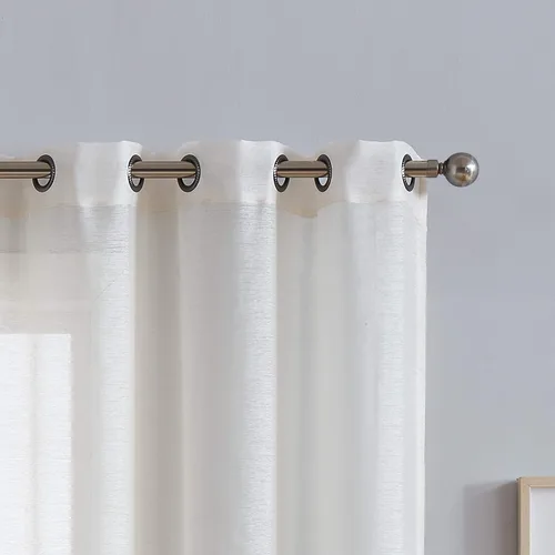 Vista 2 de Cortinas traslúcidas LinenZone. Cortinas de lino sintético traslúcidas. 2 paneles de cortina traslúcida en el paquete. Elegantes cortinas de 84 Beige