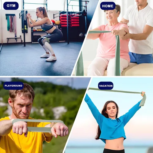 Vista 7 de Bandas de resistencia para entrenamiento, bandas de ejercicio de látex natural para terapia física, estiramiento, yoga, pilates, entrenamiento