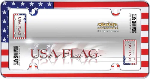 Vista 3 de Cruiser Accessories 23003 - Marco de matrícula con bandera de Estados Unidos, cromado