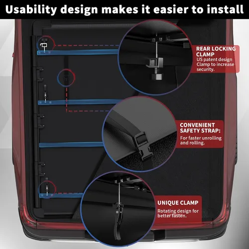 Vista 4 de Cubierta suave para caja de camioneta plegable cuádruple compatible con Ford F-150 F150 Styleside 2015-2026 4 pliegues 5.5 pies 67 pulgadas