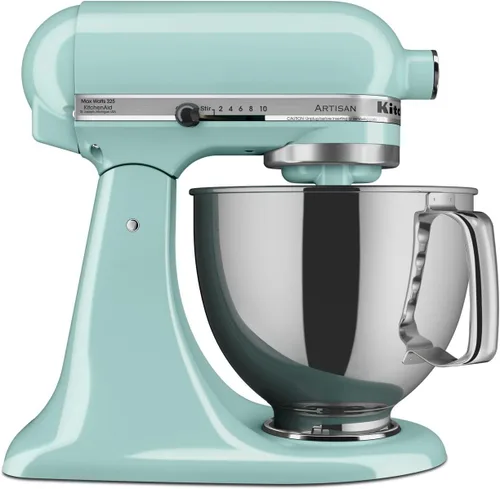 Vista 22 de KitchenAid Artisan Series Batidora de Pie con Cabezal Inclinable de 5 Cuartos con Escudo Vertedor KSM150PS, Crema de Almendra