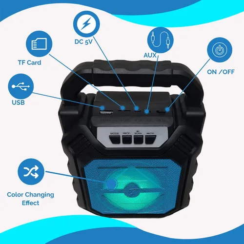 Vista 2 de Radio FM TF/USB Reproductor de MP3 Bluetooth Altavoz portátil Recargable-Rojo
