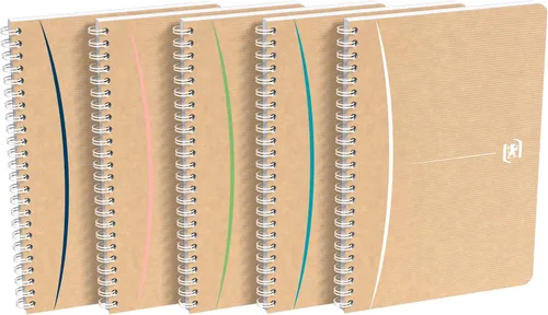 Vista 2 de Oxford 5 cuadernos de espiral A5 con rayas, bueno para el medio ambiente, 90 hojas