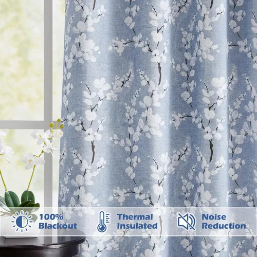 Vista 5 de FMFUNCTEX - Cenefa blackout floral, 50 pulgadas de ancho x 18 pulgadas de largo, aislamiento térmico, bolsillo de cortinero, para cocina, baño