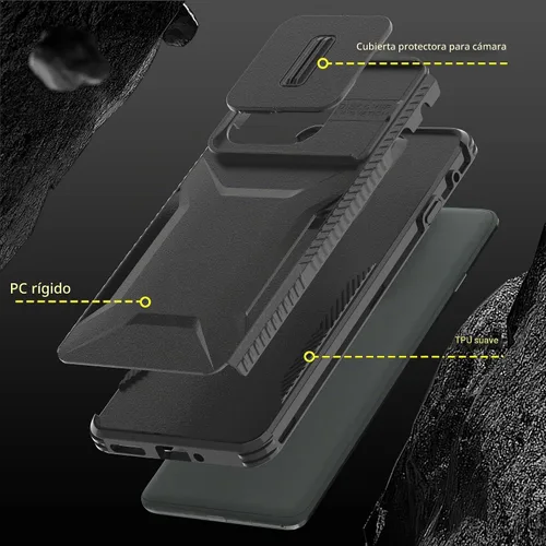 Vista 6 de Funda para Motorola Moto Edge 2025 con 1 protector de pantalla HD y cubierta para cámara deslizante [grado militar], funda protectora resistente a