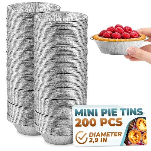 Vista 10 de LEGLO Moldes redondos de aluminio para tartas, 50 unidades, 6 en moldes