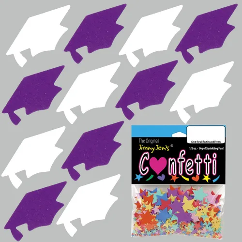Vista 50 de Confetti Grad Cap Negro, Azul Marino Combo - 2 bolsas de media onza (1 oz)
