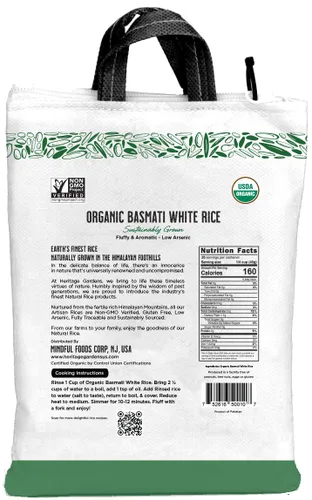 Vista 2 de Arroz orgánico Earth's Promise (blanco Basmati, 32 onzas (2 libras) - Paquete de 5