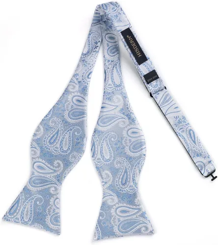 Vista 45 de HISDERN Pajaritas para hombre, corbatín de cachemira para hombre, corbata de lazo y bolsillo cuadrado, juego formal de esmoquin para boda