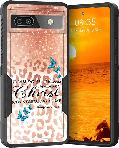 Vista 124 de Funda para Pixel 6A, Híbrida de Doble Capa de Servicio Pesado Resistente a Prueba de Golpes PC Duro + Funda Protectora de Silicona Suave para Google