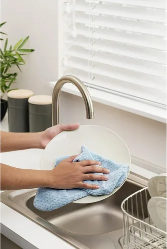 Vista 3 de Scotch-Brite Paño de cocina de microfibra 3 en 1, limpieza sin rayas, paquete de 12