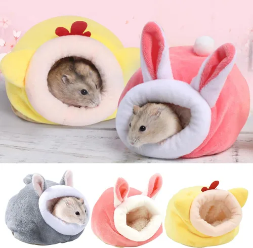 Vista 2 de Cama de conejillo de indias, acogedoras casas de conejos y escondites de conejos, ropa de cama lavable de forro polar para dormir, casa cálida