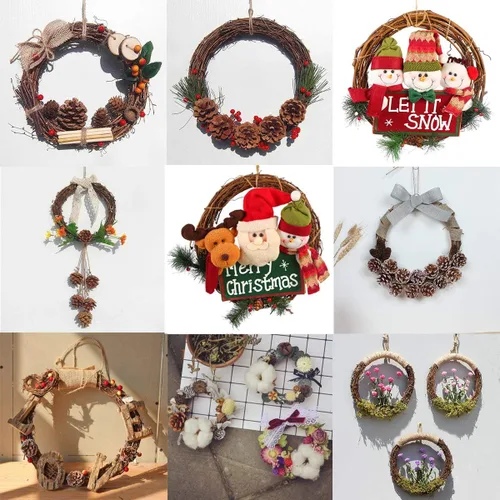 Vista 6 de Anillo de corona de vid natural, rollo de base de vides para manualidades, para verano, otoño, Navidad, guirnalda de puerta, decoración del hogar