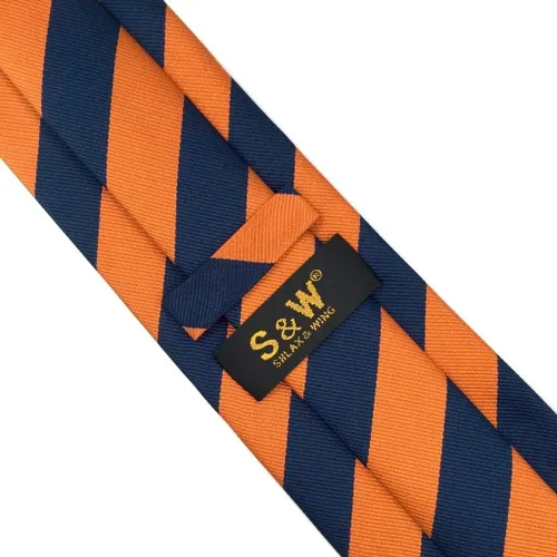 Vista 4 de SW SHLAX WING - Corbata para hombre con bolsillo cuadrado y rayas azules y naranjas