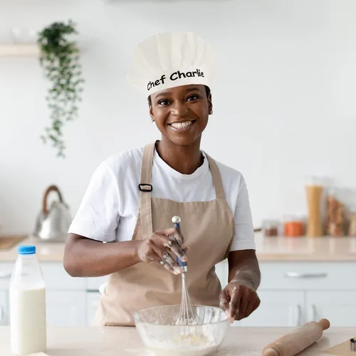 Vista 5 de Sombreros de chef personalizados para hombres y mujeres sombrero de chef personalizado con nombre bordado sombrero de cocina ajustable para adultos
