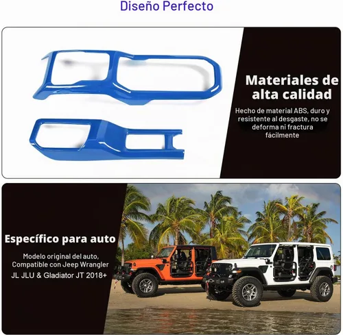 Vista 5 de Consola Central 4WD Panel de Cambio de Marchas y Portavasos para 2018-2024+ Jeep Wrangler JL JLU Gladiator JT (Azul)