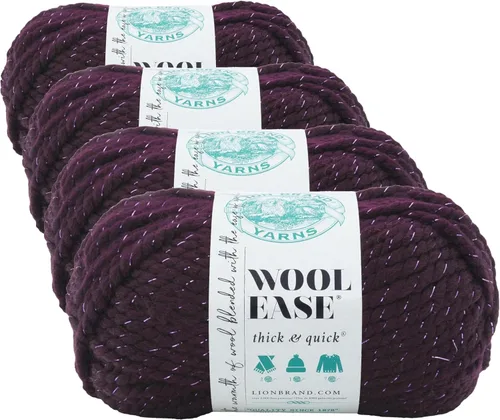 Vista 25 de Lion Brand Yarn - Ovillo de lana Wool-Ease Thick & Quick color fuerza aérea Super Bulky Wool Acrylic Blend Fiber for Soft Hats, Sweaters, Chunky