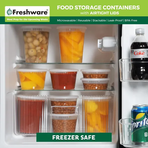 Vista 7 de Freshware Contenedores de almacenamiento de alimentos [240 juegos] recipientes de plástico de 8 onzas con tapas, slime, sopa, recipientes