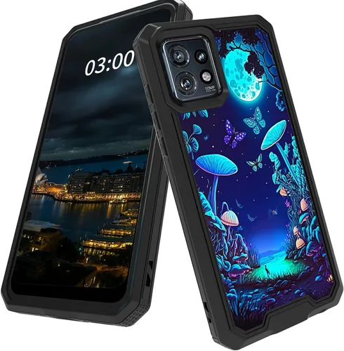 Vista 13 de Funda para Motorola Edge Plus para Moto Edge Plus 2023 con diseño de patrón de mariposa artística a prueba de caídas de policarbonato duro de doble
