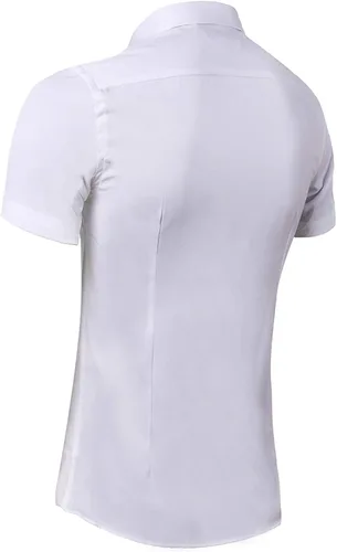 Vista 2 de FLY HAWK Mens Dress Shirts Fitted Bamboo Fiber Short Sleeve Elastic Casual Button Down Shirts