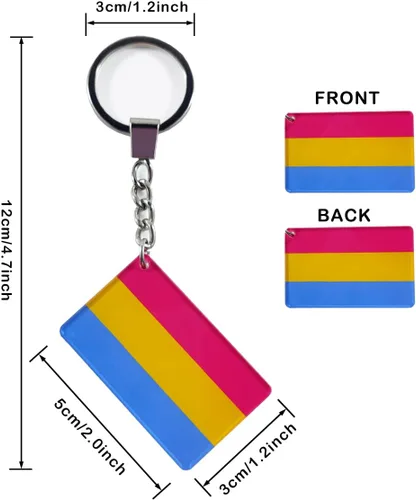 Vista 2 de QQSD Llavero Pansexual Pan Pride Flag LGBT, 2 unidades, Pan