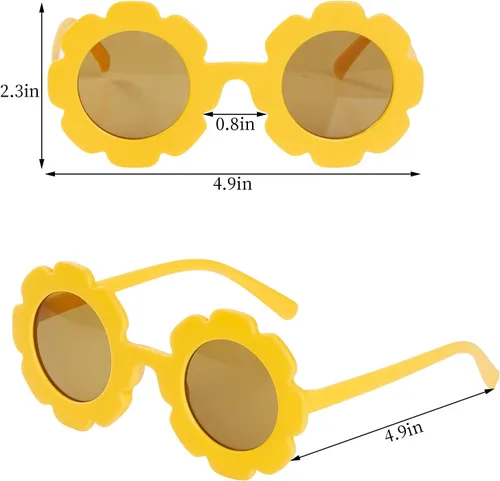 Vista 2 de 8 lentes de sol, gafas de sol redondas en forma de flor para accesorios de fiesta, regalos divertidos