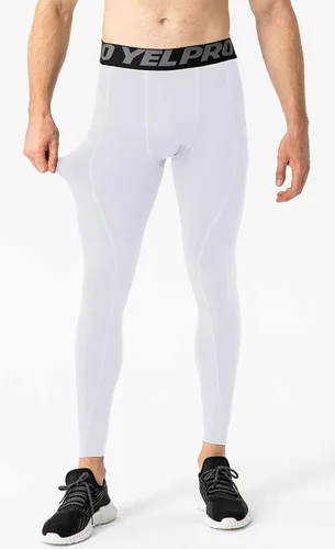 Vista 3 de Queerier Men's Compression Pants Running Tights Pockets Sports Spandex Leggings Workout Cycling Athletic Thermal Pant
