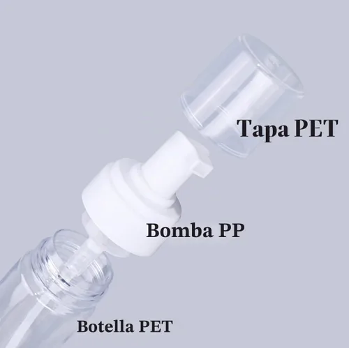 Vista 2 de Botella dispensadora de espuma, 3 botellas vacías transparentes de 7 onzas líquidas, botella de espuma de plástico, botella de jabón de viaje