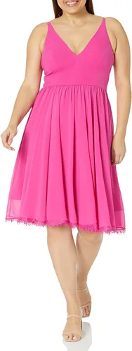 Vista 7 de Dress the Population Vestido midi Alicia con escote pronunciado de medios mixtos sin mangas ajustado y acampanado para mujer Negro