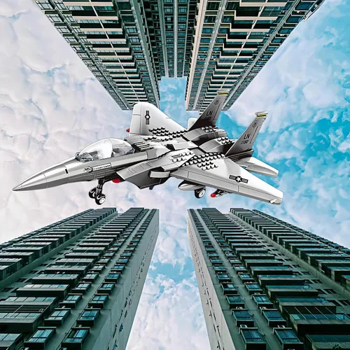 Vista 8 de Avión de combate F-15 Eagle militar compatible con Lego, avión de juguete de 270 piezas para niños de 10 años en adelante y adultos, juguetes