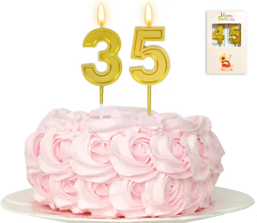 Vista 17 de Vela de 10 cumpleaños número 10, vela dorada de 10 cumpleaños niño niña décimo pastel para cumpleaños de diez años, boda, aniversario, fiesta