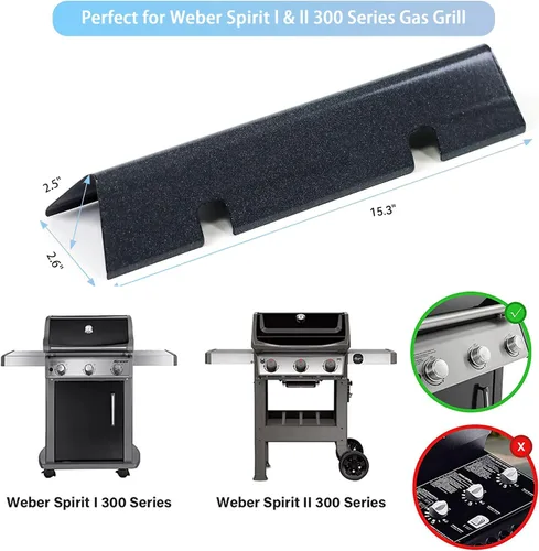 Vista 2 de Barras Flavorizer 67046 de 15.3 pulgadas para parrillas Weber Spirit II e I E310 E320 S310 S320 con montaje frontal, Placa de Calor Spirit II E310