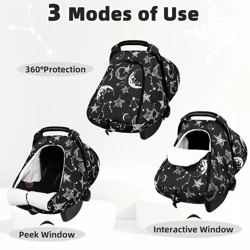 Vista 6 de GFU - Funda de asiento de coche de invierno para bebé, cubierta cálida para asiento de automóvil para bebés, toldo universal para asiento