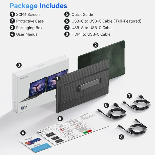 Vista 9 de Blackview Extensor de pantalla para laptop, 1.3 libras ultraligero y ultradelgado de 0.17 pulgadas, 14 pulgadas, FHD 1080P IPS, extensor de monitor