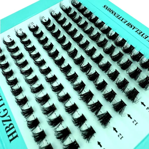 Vista 5 de Mezcla de pestañas postizas 3D esponjosas de un solo racimo, abanicos de volumen, pestañas individuales segmentadas naturales para extensión