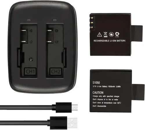 Vista 6 de AKASO Brave 7 LE 2 x 1350mAh batería recargable de la cámara de acción con cargador dual USB 2 baterías recargables de 1350 mAh