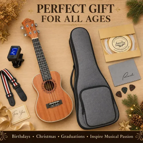 Vista 7 de Ranch - Ukulele profesional, de madera, kit de ukelele con 12 lecciones en línea gratis 15% Longer Sustain, Warmer Woodier Tone, Sapele &