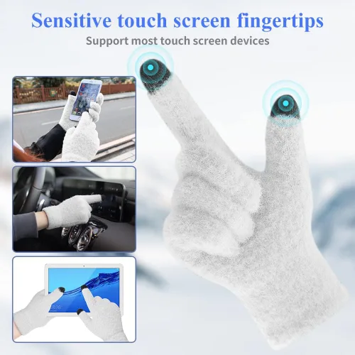 Vista 2 de Cierto Guantes de invierno para mujer para clima frío guantes de punto cálidos para pantalla táctil para mujer Guantes térmicos para exteriores
