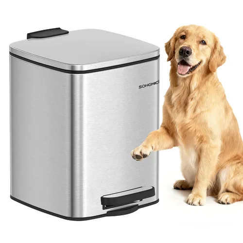 Vista 8 de SONGMICS Cubo de basura para excrementos de perro, 1.6 galones, acero Negro tinta