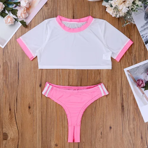Vista 5 de MSemis Disfraz de anime para mujeres y niñas, uniforme de colegiala japonesa, conjunto de lencería