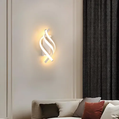 Vista 7 de DELIPOP Aplique de pared LED moderno, lámpara de pared interior espiral de 3000 K, lámpara de pared LED acrílica de 21 W para pasillo, baño
