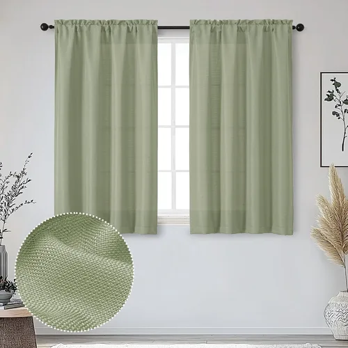 Vista 76 de OWENIE Bob Juego de 2 Paneles de Cortinas Negras de Cocina para Ventanas de 36 Pulgadas de Largo, Cortinas Cortas de Café con Textura de Lino