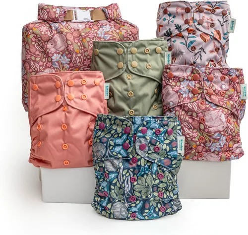 Vista 38 de Big Adventure Kinder - Juego de 5 pañales de tela reutilizables para bebé, estilo de bolsillo, jersey atlético que absorbe la humedad, insertos
