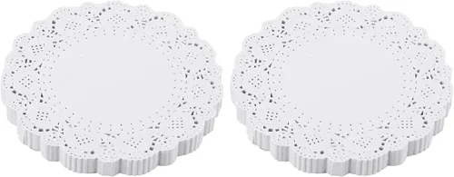 Vista 9 de DECORA Tapones redondos de encaje de papel blanco de 12.5 pulgadas para decoraciones de mesa de boda, 100 unidades AM042