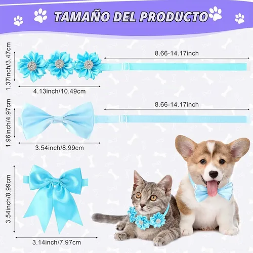 Vista 2 de Jexine 60 pajaritas para perros a granel, collar ajustable para mascotas